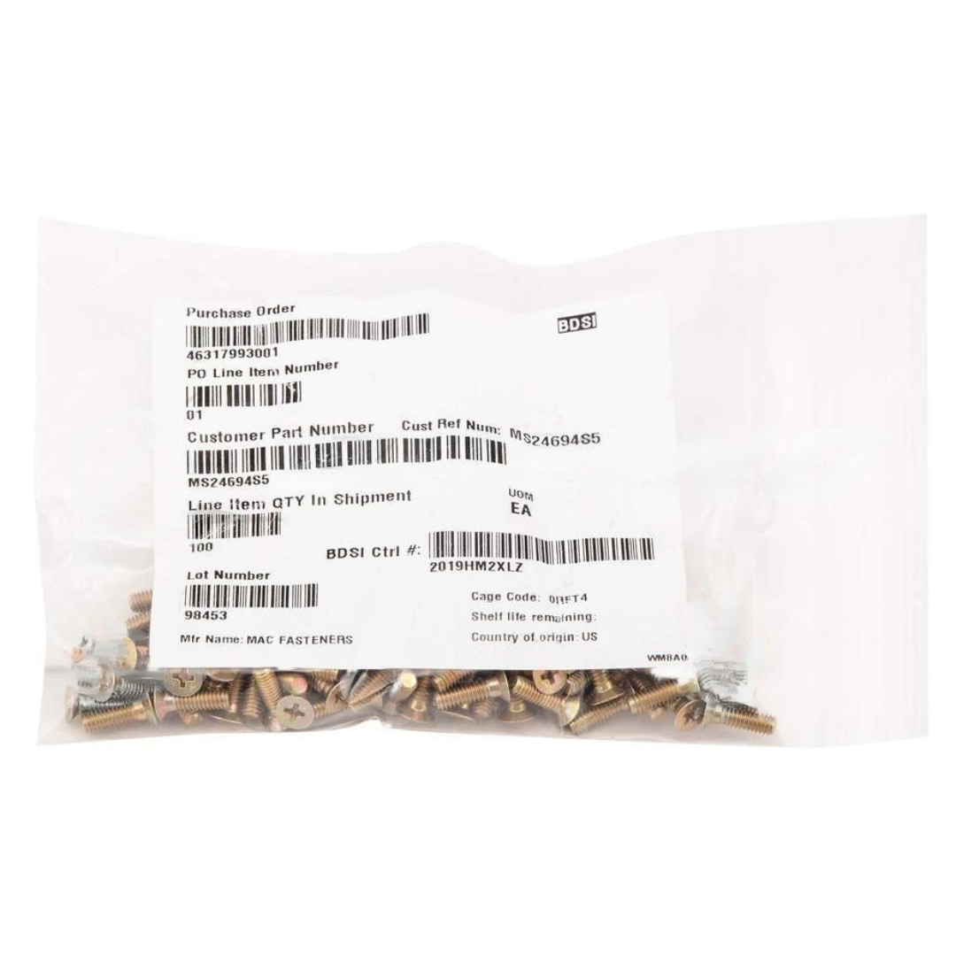 MS24694S5 SCREW: CSK,FLT HD,MACHINE,ST