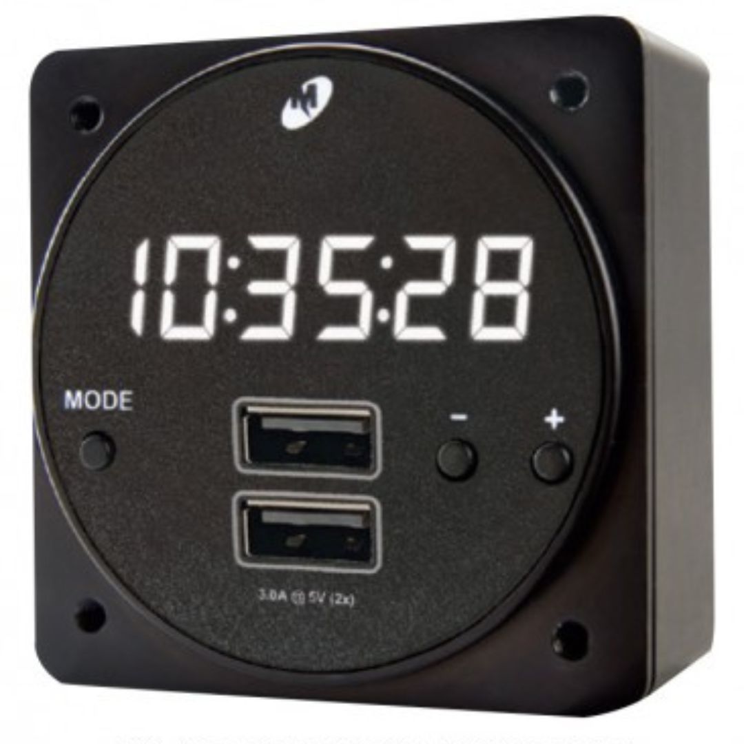 6420093-4 MID-CONTINENT CHRONOS DIGITAL CLOCK / HIGH POWER DUAL USB-A 30W/6A OUT