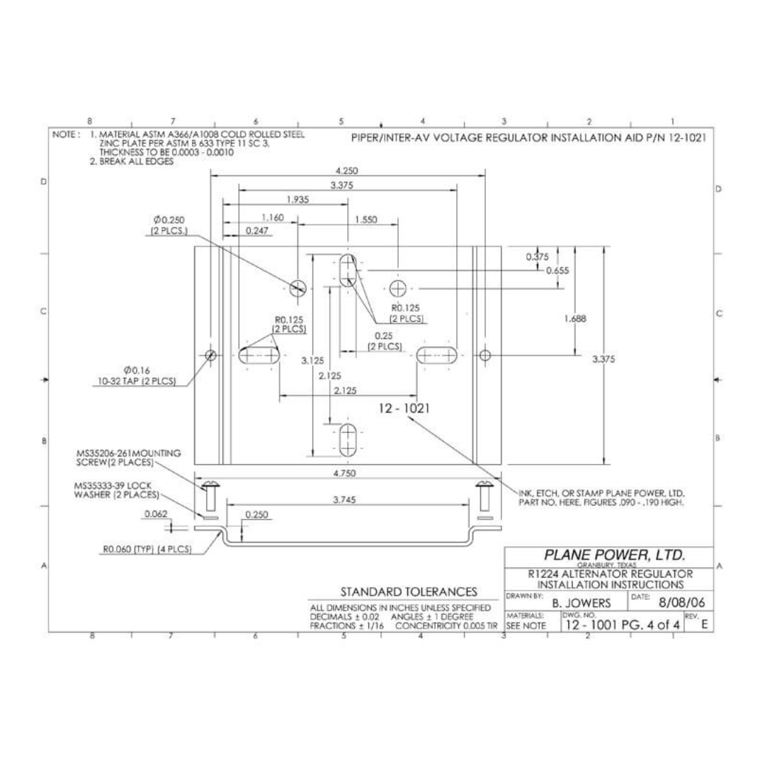 12-1021S PLANE-POWER ADAPTER PLATE