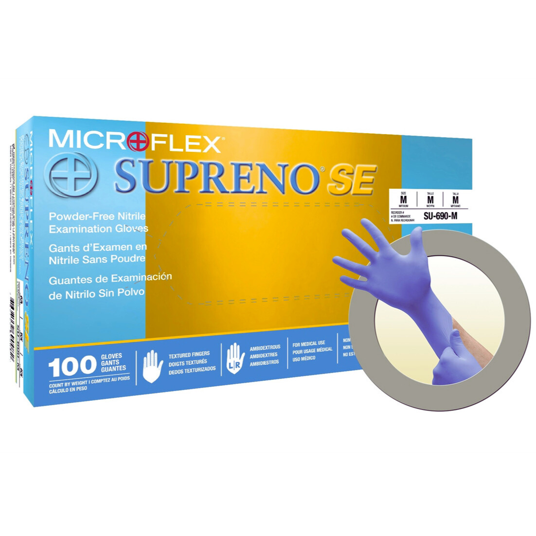 SU690L Disposable Gloves, Size L, 9.6 in L, Violet Blue, Nitrile