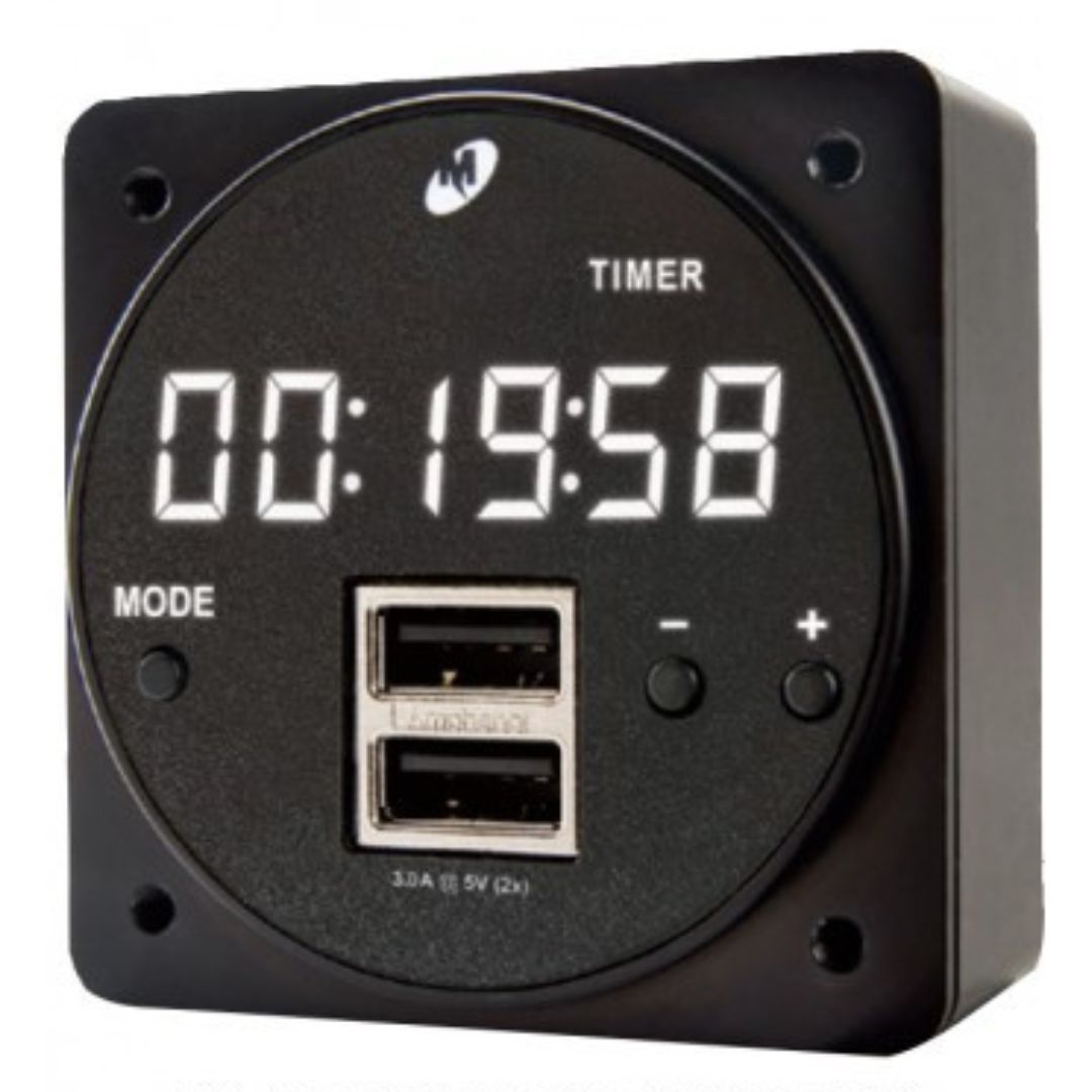 6420093-2 MID-CONTINENT CHRONOS DIGITAL CLOCK / HIGH POWER DUAL USB-A CHARGER 30W/6A OUT