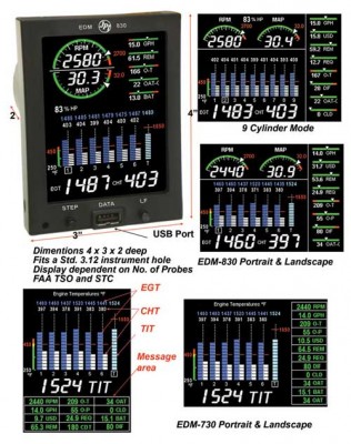 J.P. INSTRUMENTS EDM-730 ENGINE MONITORING SYSTEM