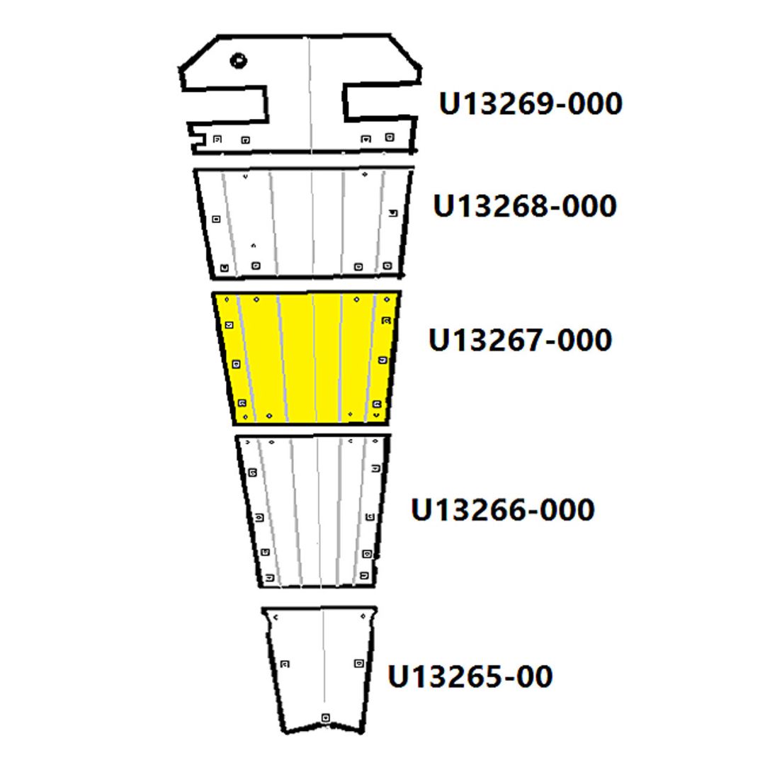 U13267-000 UNIVAIR NO. 3 ALUMINUM BELLY SKIN - FITS PIPER PA-18